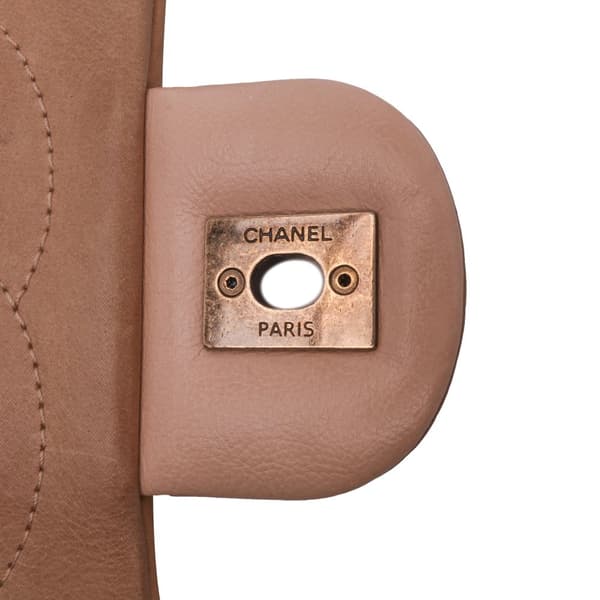 Pre-owned Chanel Medium Bicolor Calfskin Graphic Flap Brown