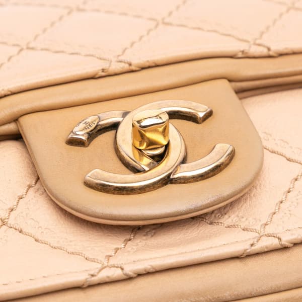 Pre-owned Chanel Medium Bicolor Calfskin Graphic Flap Brown