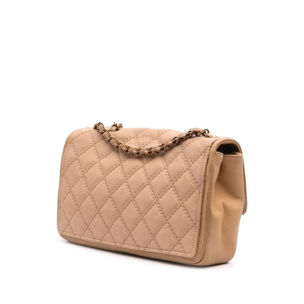 Pre-owned Chanel Medium Bicolor Calfskin Graphic Flap Brown