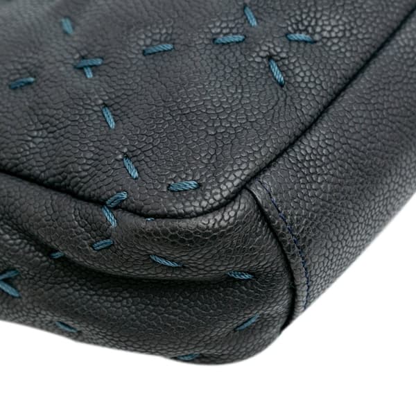 Pre-owned Chanel Caviar Wild Stitch Flap Blue