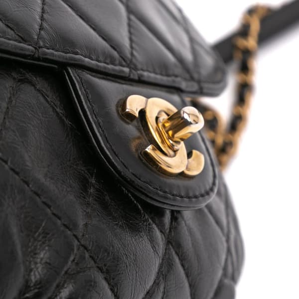 Pre-owned Chanel Small Aged Calfskin Bubble CC Flap Black