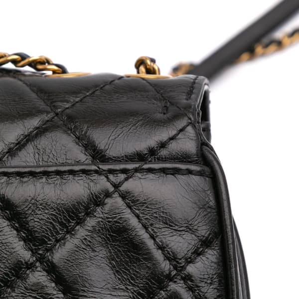 Pre-owned Chanel Small Aged Calfskin Bubble CC Flap Black