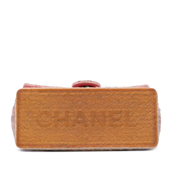 Pre-owned Chanel Quilted Tweed Espadrille Chain Flap Pink