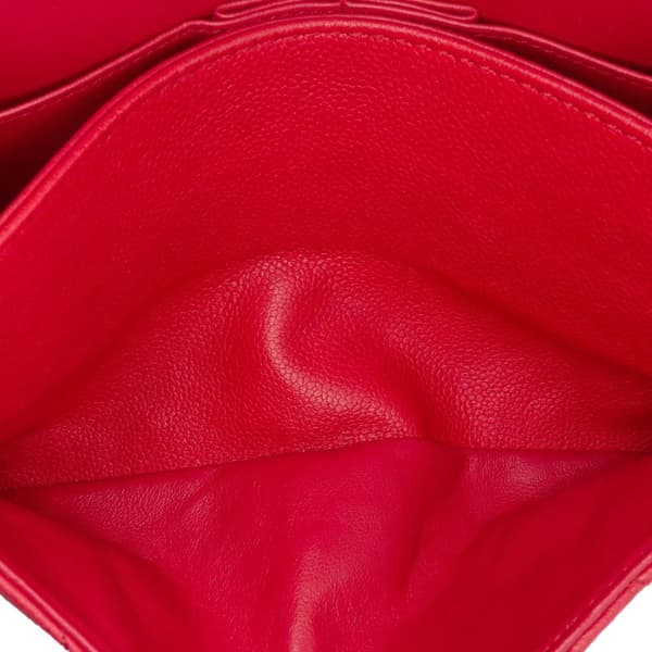 Pre-owned Chanel Medium Classic Caviar Double Flap Red