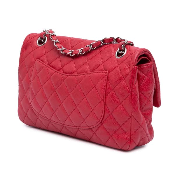 Pre-owned Chanel Medium Classic Caviar Double Flap Red