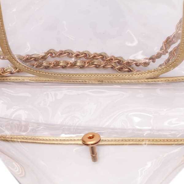 Pre-owned Chanel Medium PVC and Metallic Lambskin Naked Flap White