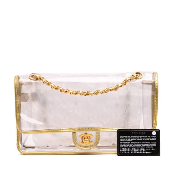 Pre-owned Chanel Medium PVC and Metallic Lambskin Naked Flap White
