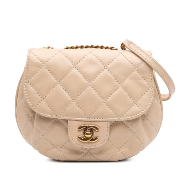 Pre-owned Chanel Small Aged Calfskin Bubble CC Flap Brown