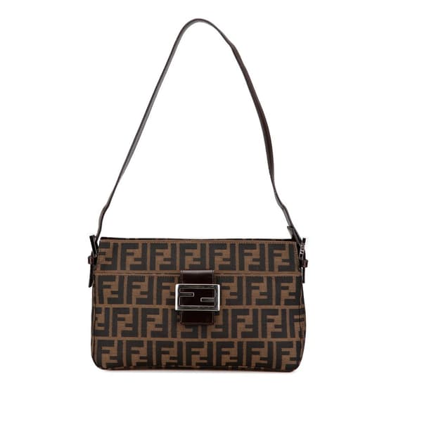 Pre-owned Fendi Zucca Canvas Shoulder Bag Brown