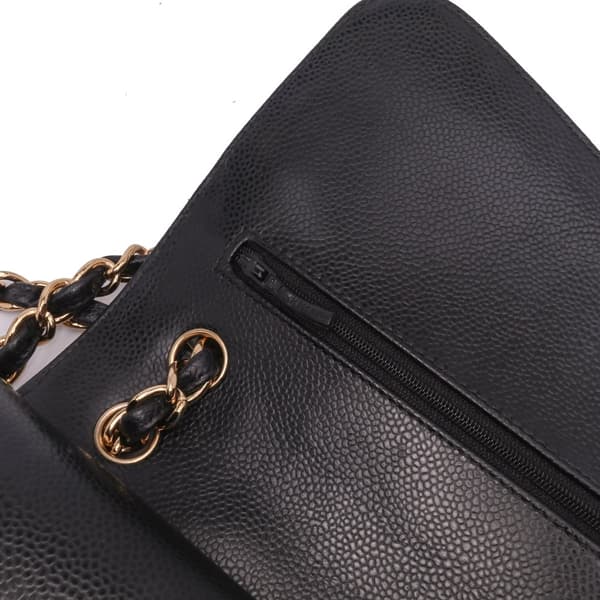 Pre-owned Chanel Jumbo Classic Caviar Double Flap Black