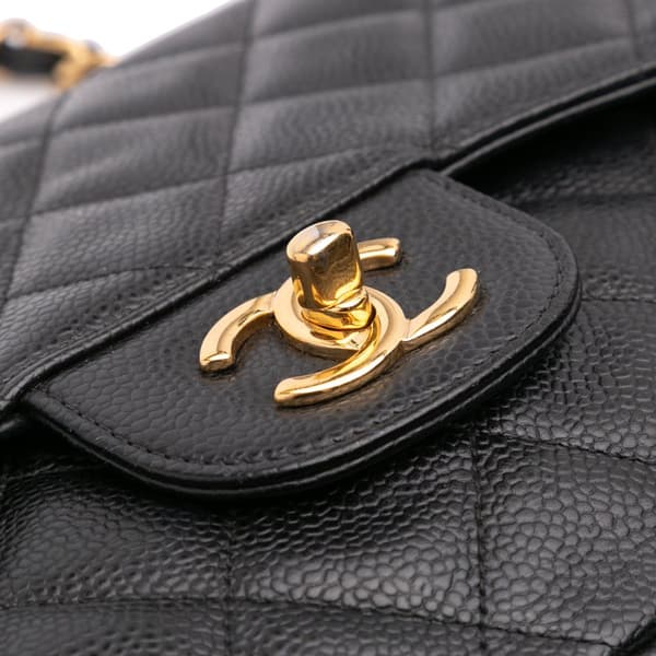 Pre-owned Chanel Jumbo Classic Caviar Double Flap Black