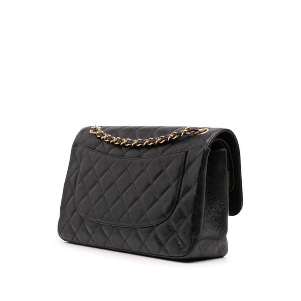 Pre-owned Chanel Jumbo Classic Caviar Double Flap Black