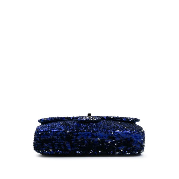 Pre-owned Chanel Medium Classic Sequin Single Flap Blue