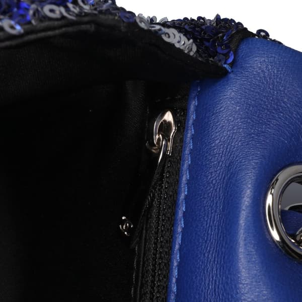 Pre-owned Chanel Medium Classic Sequin Single Flap Blue