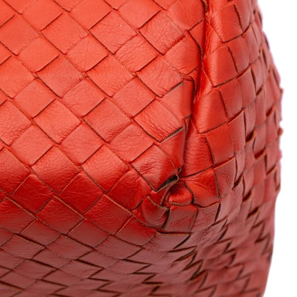 Pre-owned Bottega Veneta Nappa Intrecciato Flap Shoulder Bag Red