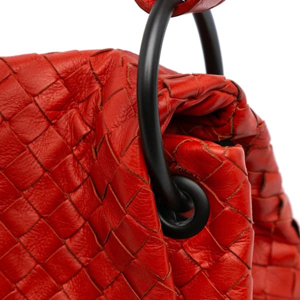 Pre-owned Bottega Veneta Nappa Intrecciato Flap Shoulder Bag Red