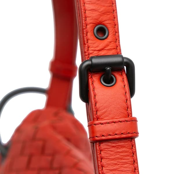 Pre-owned Bottega Veneta Nappa Intrecciato Flap Shoulder Bag Red