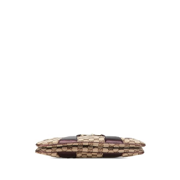 Pre-owned Gucci GG Canvas Bamboo Ring Chain Shoulder Bag Brown