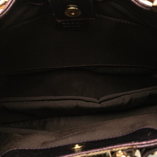 Pre-owned Gucci GG Canvas Bamboo Ring Chain Shoulder Bag Brown