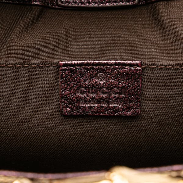 Pre-owned Gucci GG Canvas Bamboo Ring Chain Shoulder Bag Brown