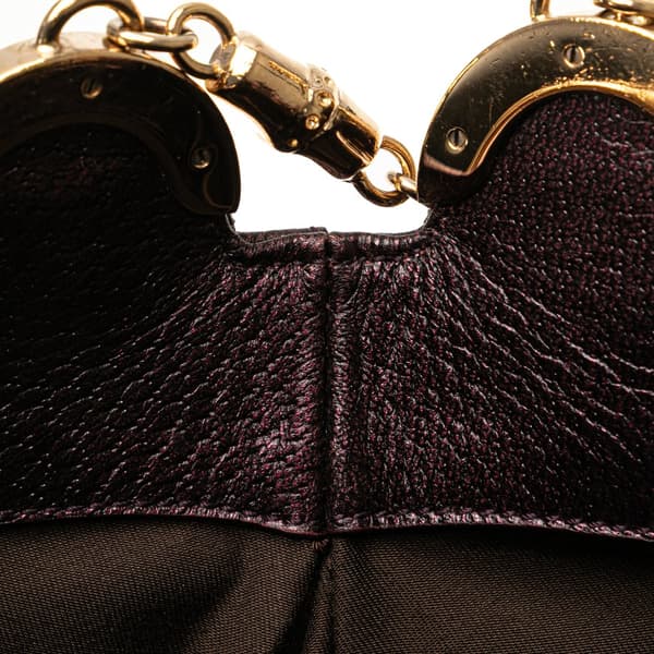 Pre-owned Gucci GG Canvas Bamboo Ring Chain Shoulder Bag Brown