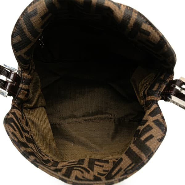 Pre-owned Fendi Zucca Canvas Double Flap Shoulder Bag Brown