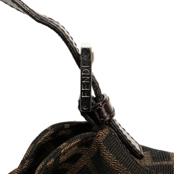 Pre-owned Fendi Zucca Canvas Double Flap Shoulder Bag Brown