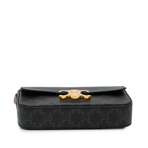 Pre-owned Celine Triomphe Coated Canvas Claude Shoulder Bag Brown