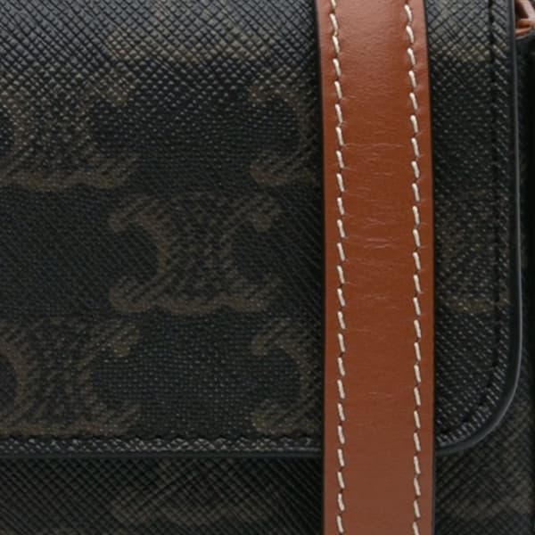Pre-owned Celine Triomphe Coated Canvas Claude Shoulder Bag Brown