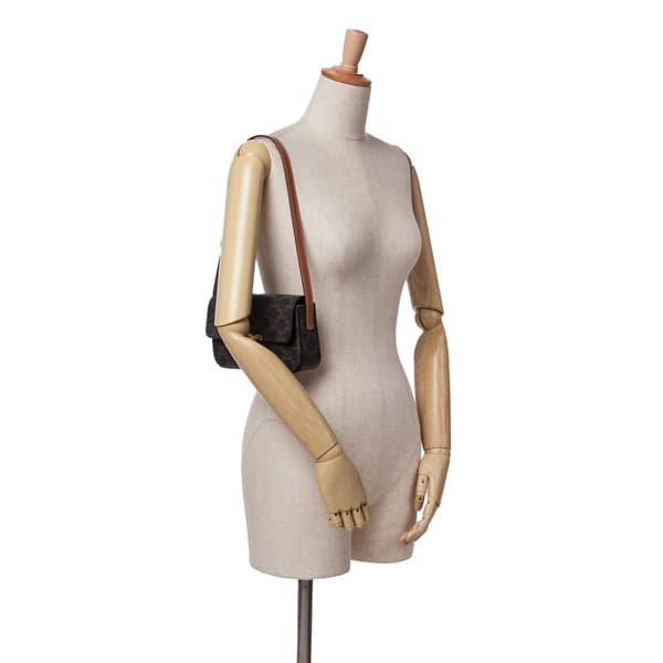 Pre-owned Celine Triomphe Coated Canvas Claude Shoulder Bag Brown