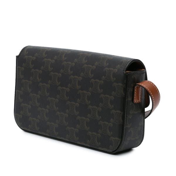 Pre-owned Celine Triomphe Coated Canvas Claude Shoulder Bag Brown