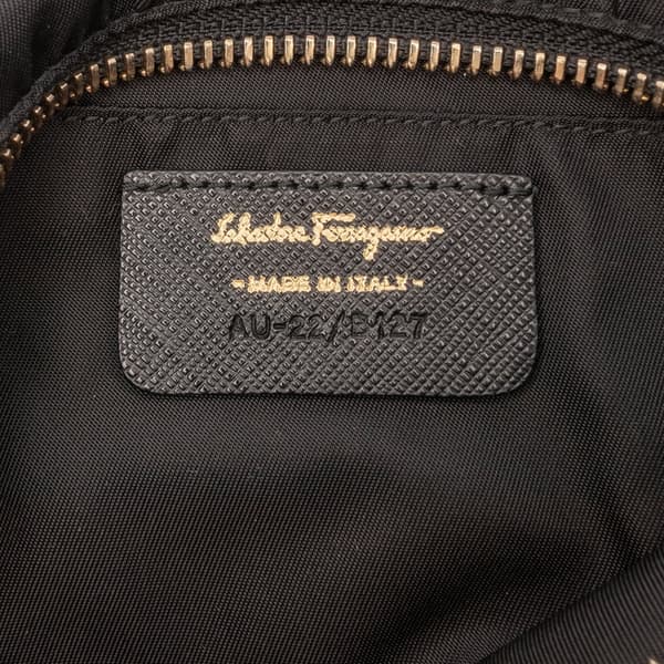 Pre-owned Ferragamo Nylon Vara Bow Shoulder Bag Black