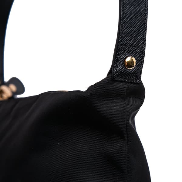 Pre-owned Ferragamo Nylon Vara Bow Shoulder Bag Black