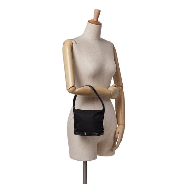 Pre-owned Ferragamo Nylon Vara Bow Shoulder Bag Black