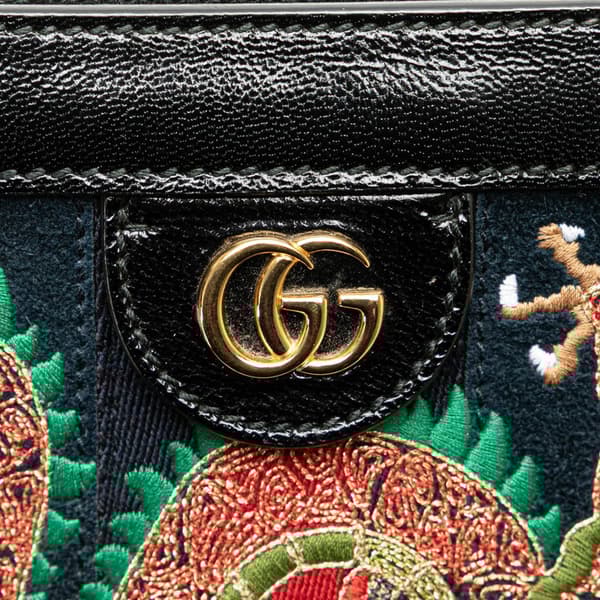 Pre-owned Gucci Small Suede Dragon Ophidia Shoulder Bag Blue