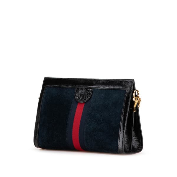 Pre-owned Gucci Small Suede Dragon Ophidia Shoulder Bag Blue