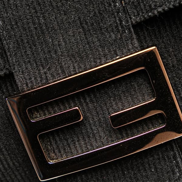 Pre-owned Fendi Corduroy Mamma Forever Black