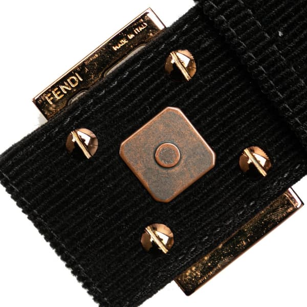Pre-owned Fendi Corduroy Mamma Forever Black