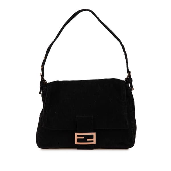 Pre-owned Fendi Corduroy Mamma Forever Black