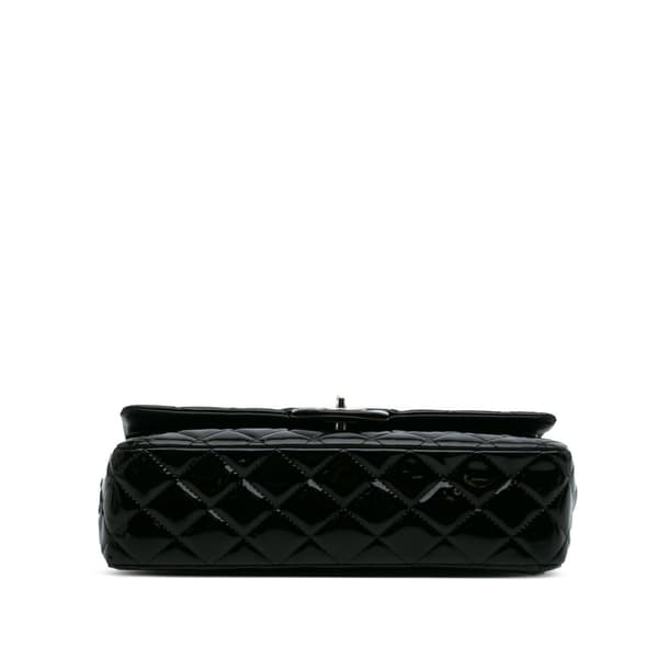 Pre-owned Chanel Medium Classic Patent Double Flap Black