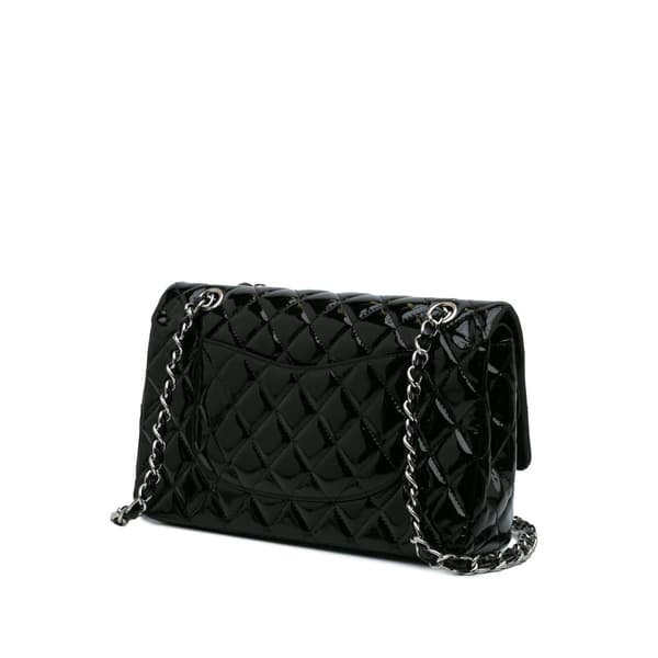 Pre-owned Chanel Medium Classic Patent Double Flap Black