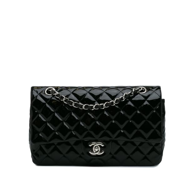 Pre-owned Chanel Medium Classic Patent Double Flap Black