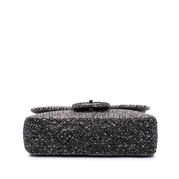 Pre-owned Chanel Tweed and Sequin Elementary Chic Flap Gray