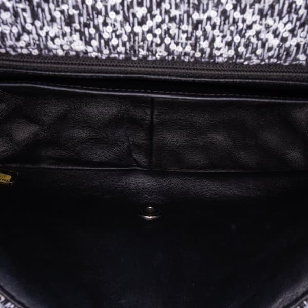 Pre-owned Chanel Tweed and Sequin Elementary Chic Flap Gray