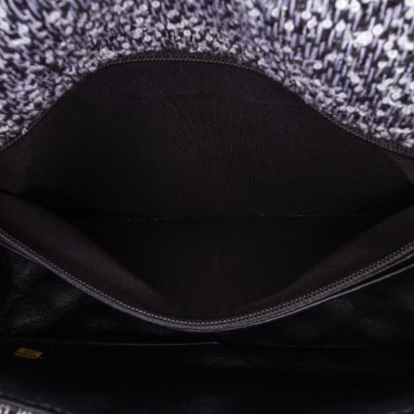 Pre-owned Chanel Tweed and Sequin Elementary Chic Flap Gray