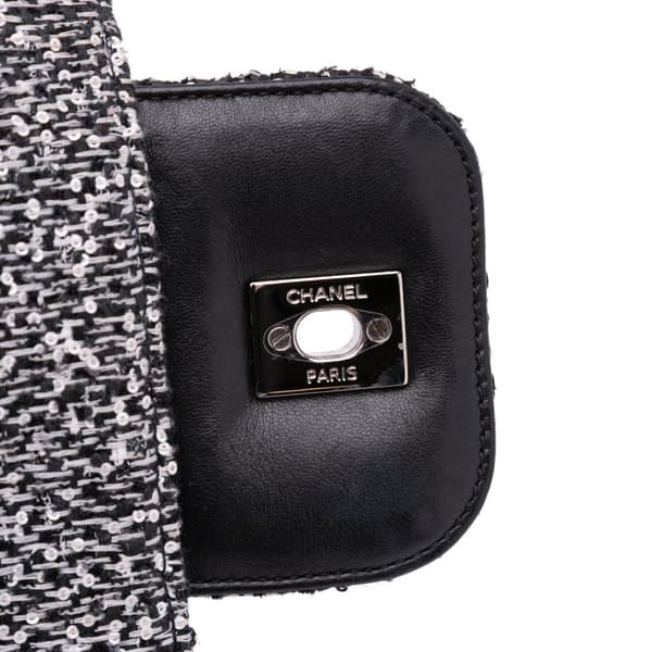 Pre-owned Chanel Tweed and Sequin Elementary Chic Flap Gray
