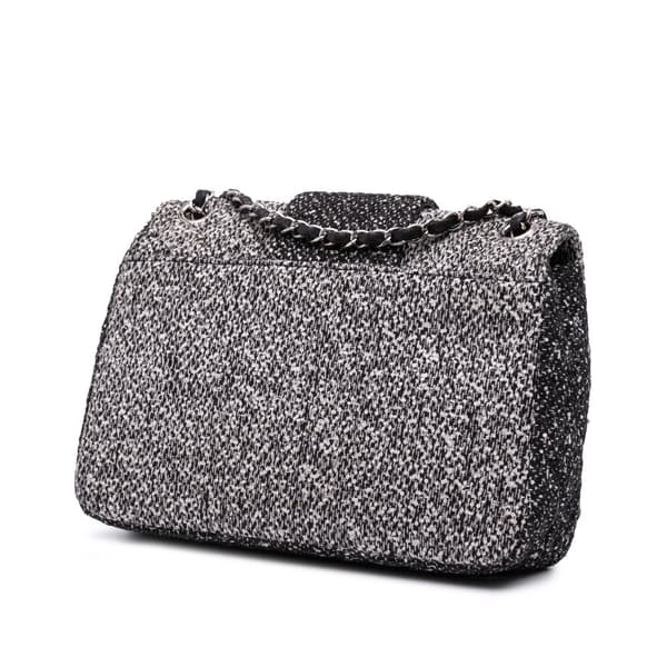 Pre-owned Chanel Tweed and Sequin Elementary Chic Flap Gray