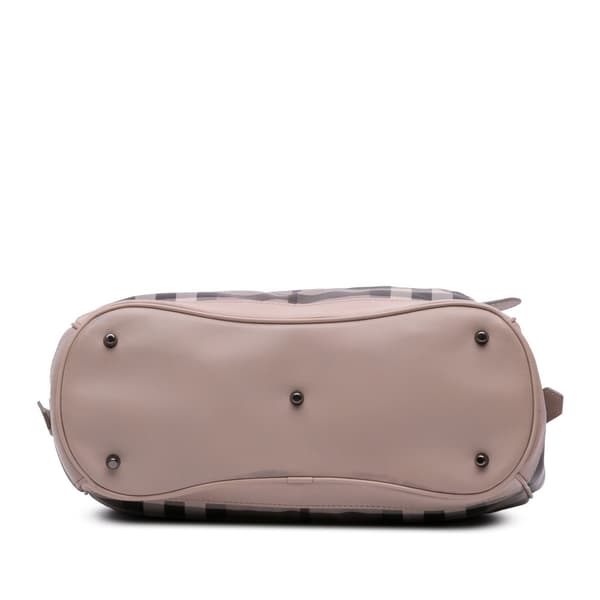 Pre-owned Burberry Medium Smoked Check Coated Canvas Walden Belted Hobo Gray