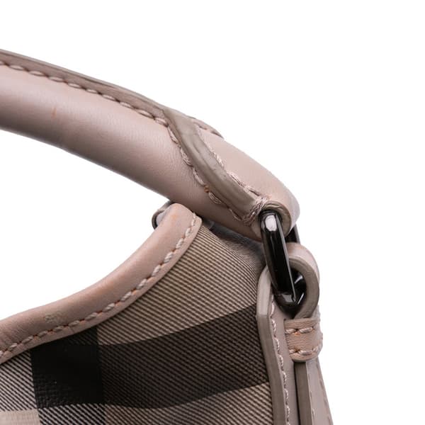 Pre-owned Burberry Medium Smoked Check Coated Canvas Walden Belted Hobo Gray