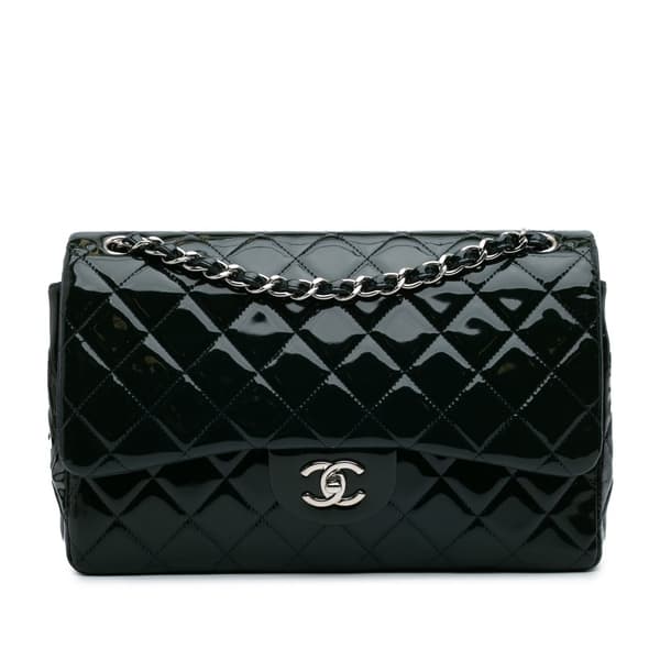 Pre-owned Chanel Jumbo Classic Patent Double Flap Blue